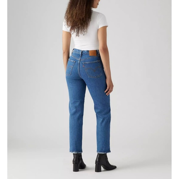 LEVIS Ribcage Straight Ankle Jeans Womens 28 Jazz Pop Medium Wash Denim - Picture 2 of 16